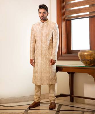 Pearl Hand Embroidered Sherwani With Kurta Set 1