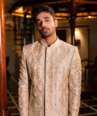 Pearl Hand Embroidered Sherwani With Kurta Set 4