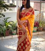 multi color zari weaving Jaipuri Rajasthani saree