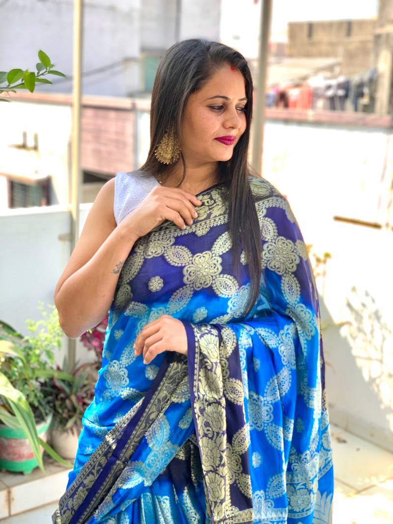 multi color zari weaving Jaipuri Rajasthani saree