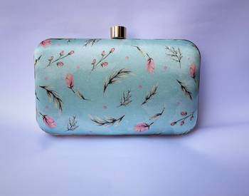 LIGHT SEA GREEN WOMEN SILK SATIN FABRIC EMBROIDED HAND CLUTCH CUM SLING BAG 3