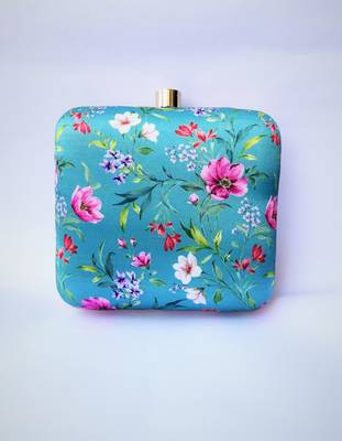 SEA GREEN  WOMEN SILK SATIN FABRIC HAND CLUTCH CUM SLING BAG 1