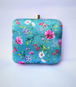 SEA GREEN  WOMEN SILK SATIN FABRIC HAND CLUTCH CUM SLING BAG