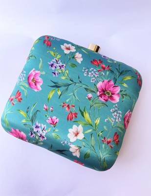 SEA GREEN  WOMEN SILK SATIN FABRIC HAND CLUTCH CUM SLING BAG 2