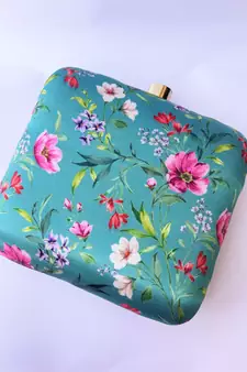 SEA GREEN  WOMEN SILK SATIN FABRIC HAND CLUTCH CUM SLING BAG