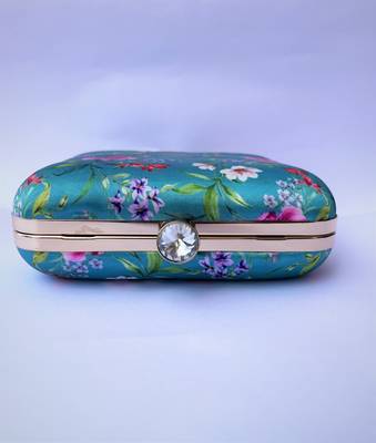 SEA GREEN  WOMEN SILK SATIN FABRIC HAND CLUTCH CUM SLING BAG 3