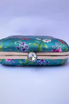 SEA GREEN  WOMEN SILK SATIN FABRIC HAND CLUTCH CUM SLING BAG