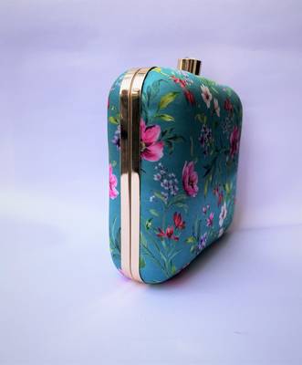 SEA GREEN  WOMEN SILK SATIN FABRIC HAND CLUTCH CUM SLING BAG 5