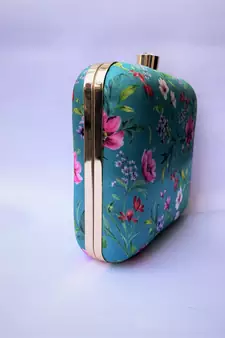 SEA GREEN  WOMEN SILK SATIN FABRIC HAND CLUTCH CUM SLING BAG