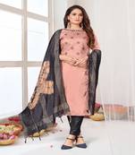 Designer Embroidery Work With Printed Pink Colour Zara Silk Fabric Salwaar Kameez