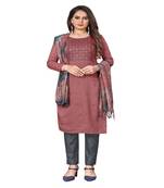 Designer Embroidery Work With Printed Pink Colour Parampara Silk Fabric Salwaar Kameez