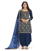 Ethnic Heavy Mirror Embroidery Work Blue Colour Punjabi Salwar Suit