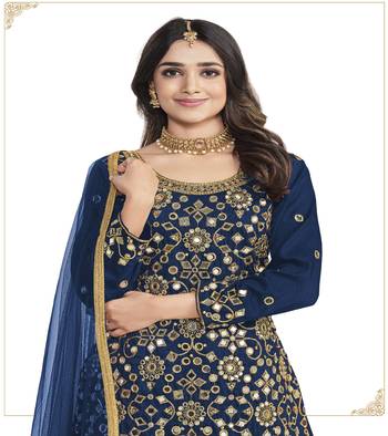  Heavy Mirror Embroidery Blue Colour Punjabi Salwar Suit 4