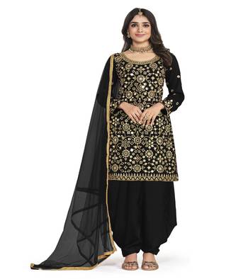 Black Colour Mirror Embroidery Punjabi Salwar Suit 1