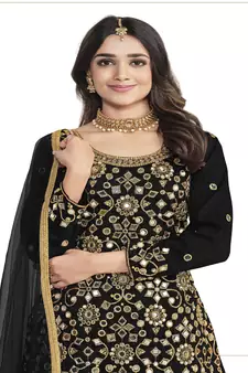 Black Colour Mirror Embroidery Punjabi Salwar Suit