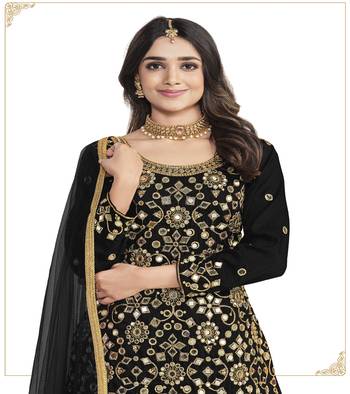 Black Colour Mirror Embroidery Punjabi Salwar Suit 4
