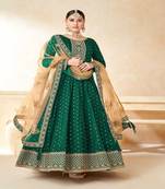 Traditional Woven Butti With Embroidery Work Green Colour Salwaar Kameez