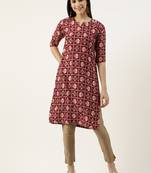 Wine printed cotton cotton-kurtis