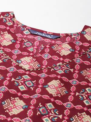 Wine printed cotton cotton-kurtis 5
