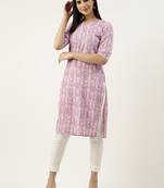 Pink printed crepe ethnic-kurtis