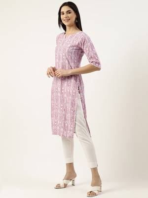Pink printed crepe ethnic-kurtis 2