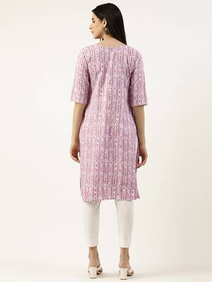 Pink printed crepe ethnic-kurtis 3