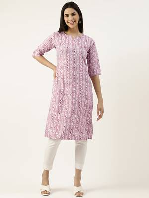 Pink printed crepe ethnic-kurtis 4
