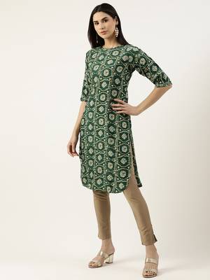 Green printed crepe ethnic-kurtis 2