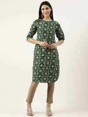 Green printed crepe ethnic-kurtis 4