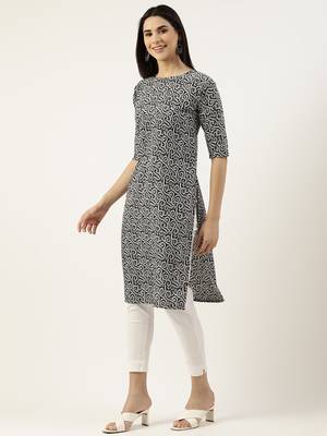 Black printed crepe ethnic-kurtis 1