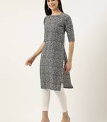 Black printed crepe ethnic-kurtis