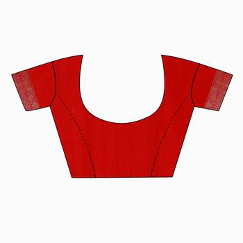 Red Woven Crepe Saree With Blouse 2