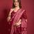 Designer Emboss Foil Printed With Piping Border Maroon Colour Saree In Smooth Silk Fabric