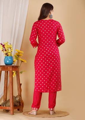 Girbana Women Pink Viscose Rayon Round Neck Kurta Pant and Dupatta Set 3