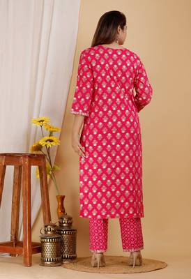 Girbana Women Pink Viscose Rayon Round Neck Kurta Pant and Dupatta Set 4