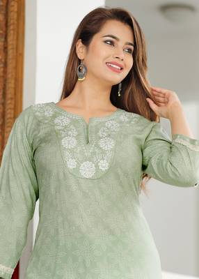 Girbana Women Sea Green Viscose Rayon Round Neck Kurta Pant and Dupatta Set 5