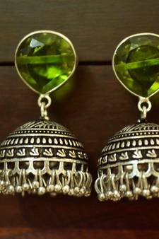 Green onyx jhumkas