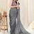 Grey printed chiffon saree with blouse