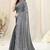 Grey printed chiffon saree with blouse
