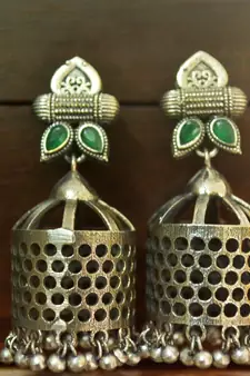 Green onyx jhumkas