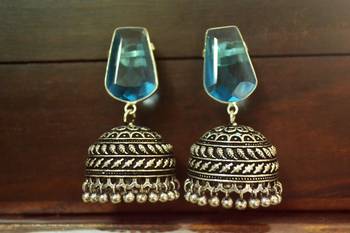 Turquoise onyx jhumkas 1