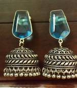 Turquoise onyx jhumkas