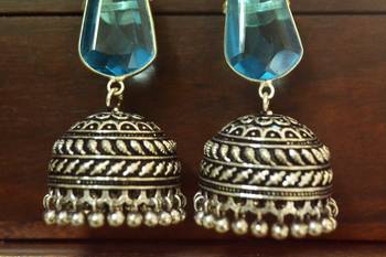 Turquoise onyx jhumkas 2