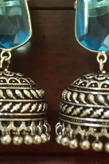 Turquoise onyx jhumkas