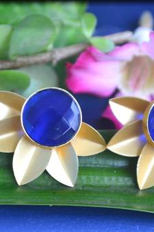 Blue onyx studs