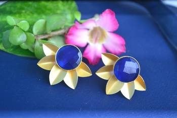 Blue onyx studs 2