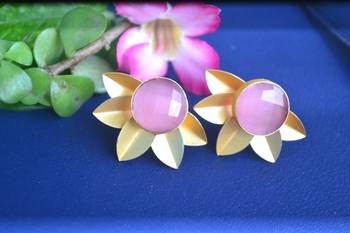 Pink onyx studs 1