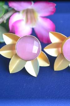 Pink onyx studs