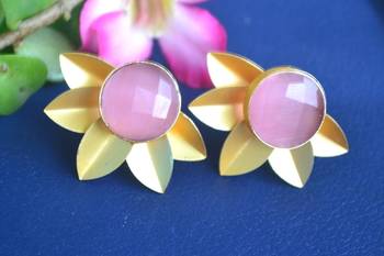 Pink onyx studs 2