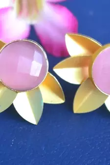 Pink onyx studs